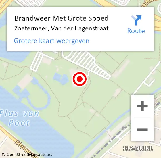 Locatie op kaart van de 112 melding: Brandweer Met Grote Spoed Naar Zoetermeer, Van der Hagenstraat op 14 januari 2024 15:06