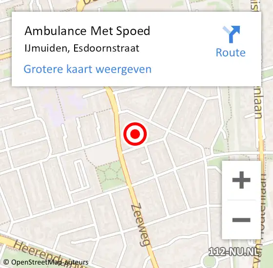 Locatie op kaart van de 112 melding: Ambulance Met Spoed Naar IJmuiden, Esdoornstraat op 14 januari 2024 15:20