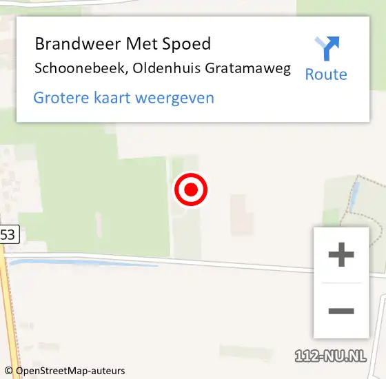 Locatie op kaart van de 112 melding: Brandweer Met Spoed Naar Schoonebeek, Oldenhuis Gratamaweg op 14 januari 2024 15:21