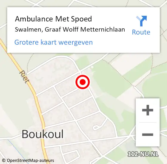 Locatie op kaart van de 112 melding: Ambulance Met Spoed Naar Swalmen, Graaf Wolff Metternichlaan op 14 januari 2024 15:26