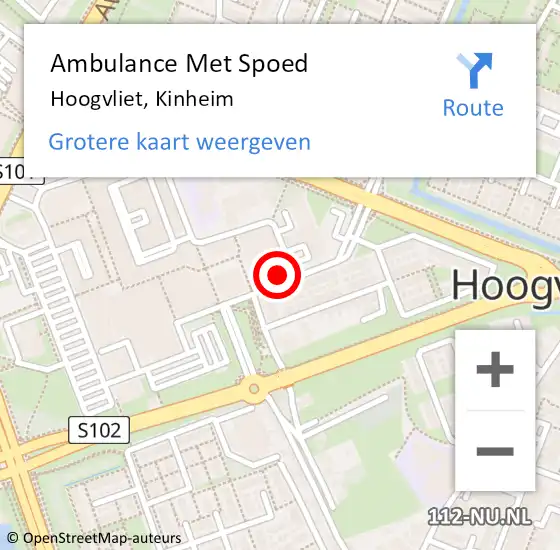 Locatie op kaart van de 112 melding: Ambulance Met Spoed Naar Hoogvliet, Kinheim op 14 januari 2024 15:35