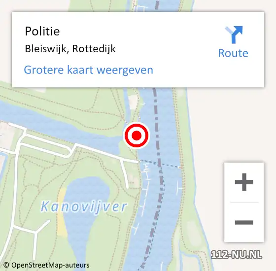 Locatie op kaart van de 112 melding: Politie Bleiswijk, Rottedijk op 14 januari 2024 16:08