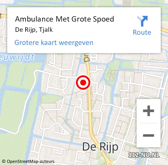 Locatie op kaart van de 112 melding: Ambulance Met Grote Spoed Naar De Rijp, Tjalk op 14 januari 2024 16:42