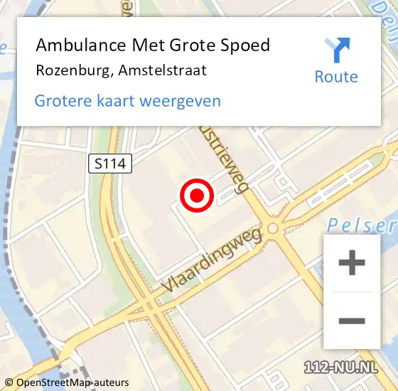 Locatie op kaart van de 112 melding: Ambulance Met Grote Spoed Naar Rozenburg, Amstelstraat op 14 januari 2024 17:08