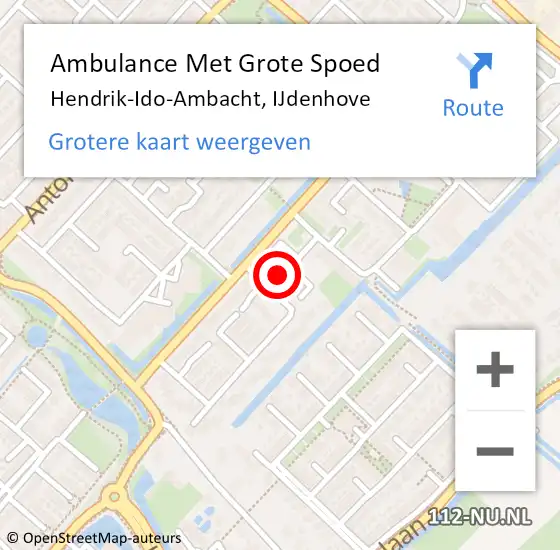 Locatie op kaart van de 112 melding: Ambulance Met Grote Spoed Naar Hendrik-Ido-Ambacht, IJdenhove op 14 januari 2024 17:15