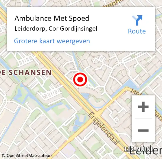 Locatie op kaart van de 112 melding: Ambulance Met Spoed Naar Leiderdorp, Cor Gordijnsingel op 14 januari 2024 17:53
