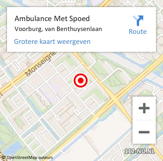 Locatie op kaart van de 112 melding: Ambulance Met Spoed Naar Voorburg, van Benthuysenlaan op 14 januari 2024 17:59