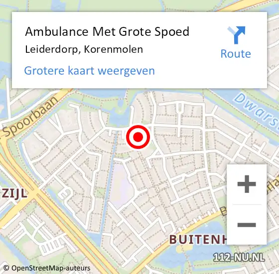 Locatie op kaart van de 112 melding: Ambulance Met Grote Spoed Naar Leiderdorp, Korenmolen op 14 januari 2024 18:03