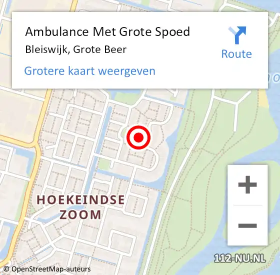 Locatie op kaart van de 112 melding: Ambulance Met Grote Spoed Naar Bleiswijk, Grote Beer op 14 januari 2024 18:18
