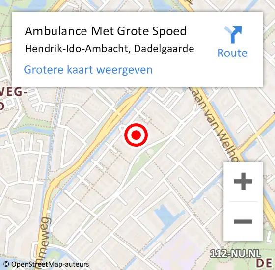 Locatie op kaart van de 112 melding: Ambulance Met Grote Spoed Naar Hendrik-Ido-Ambacht, Dadelgaarde op 14 januari 2024 18:46