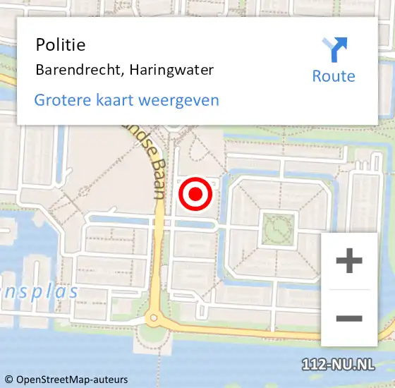 Locatie op kaart van de 112 melding: Politie Barendrecht, Haringwater op 14 januari 2024 18:51