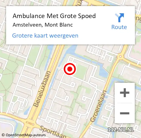 Locatie op kaart van de 112 melding: Ambulance Met Grote Spoed Naar Amstelveen, Mont Blanc op 14 januari 2024 19:04