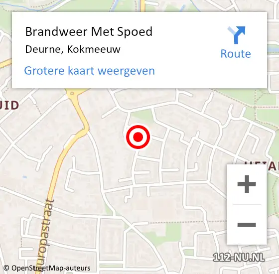 Locatie op kaart van de 112 melding: Brandweer Met Spoed Naar Deurne, Kokmeeuw op 14 januari 2024 19:10