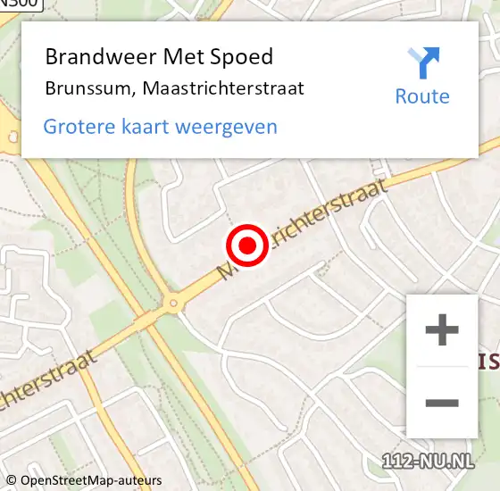 Locatie op kaart van de 112 melding: Brandweer Met Spoed Naar Brunssum, Maastrichterstraat op 14 januari 2024 20:02