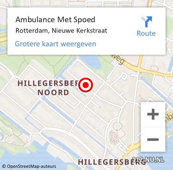 Locatie op kaart van de 112 melding: Ambulance Met Spoed Naar Rotterdam, Nieuwe Kerkstraat op 14 januari 2024 20:11