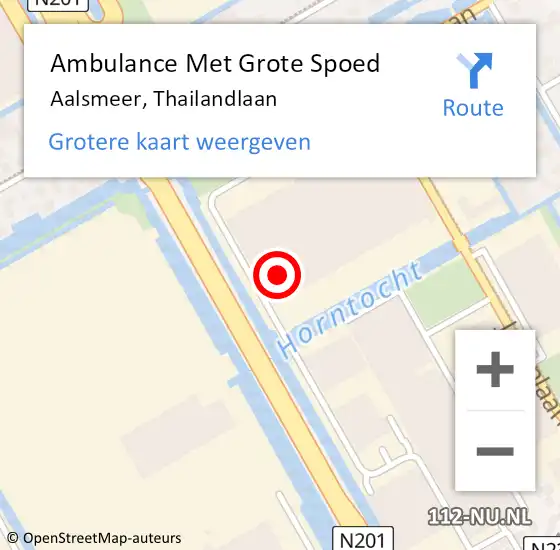 Locatie op kaart van de 112 melding: Ambulance Met Grote Spoed Naar Aalsmeer, Thailandlaan op 14 januari 2024 20:26