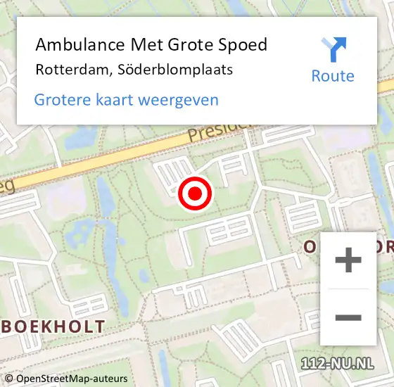 Locatie op kaart van de 112 melding: Ambulance Met Grote Spoed Naar Rotterdam, Söderblomplaats op 14 januari 2024 20:50