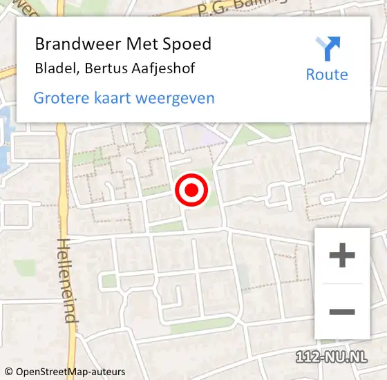 Locatie op kaart van de 112 melding: Brandweer Met Spoed Naar Bladel, Bertus Aafjeshof op 14 januari 2024 22:44