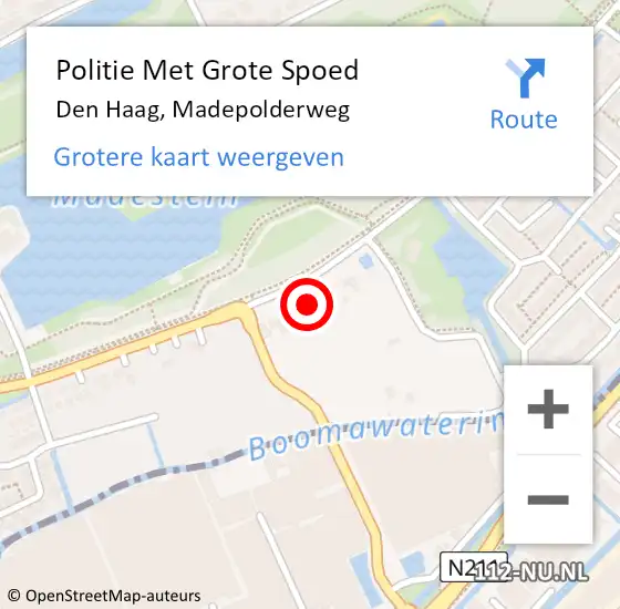 Locatie op kaart van de 112 melding: Politie Met Grote Spoed Naar Den Haag, Madepolderweg op 14 januari 2024 23:01