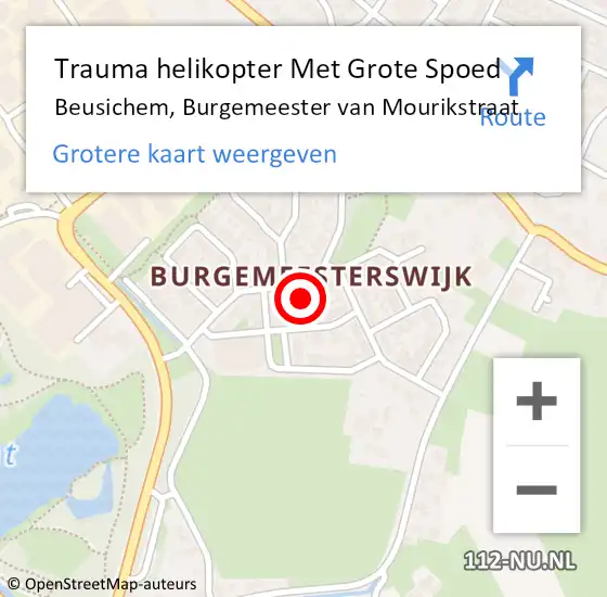 Locatie op kaart van de 112 melding: Trauma helikopter Met Grote Spoed Naar Beusichem, Burgemeester van Mourikstraat op 15 januari 2024 00:14