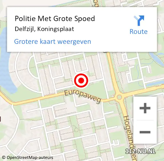 Locatie op kaart van de 112 melding: Politie Met Grote Spoed Naar Delfzijl, Koningsplaat op 15 januari 2024 00:27