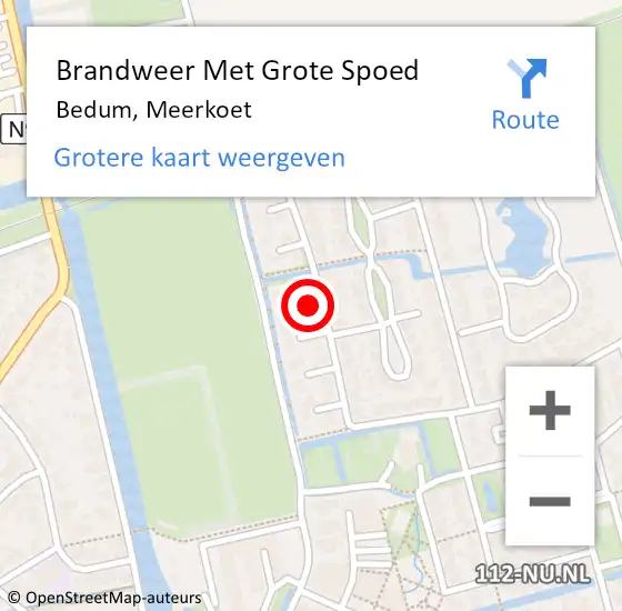 Locatie op kaart van de 112 melding: Brandweer Met Grote Spoed Naar Bedum, Meerkoet op 15 januari 2024 00:51