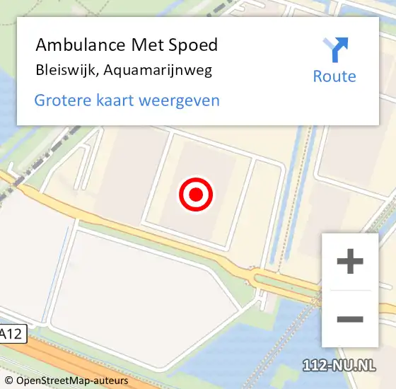 Locatie op kaart van de 112 melding: Ambulance Met Spoed Naar Bleiswijk, Aquamarijnweg op 15 januari 2024 01:15