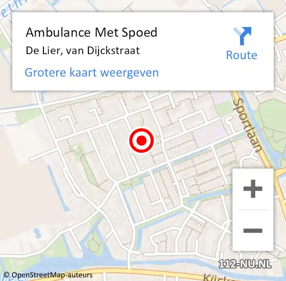 Locatie op kaart van de 112 melding: Ambulance Met Spoed Naar De Lier, van Dijckstraat op 15 januari 2024 01:21