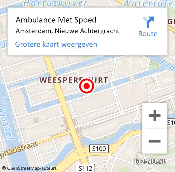 Locatie op kaart van de 112 melding: Ambulance Met Spoed Naar Amsterdam, Nieuwe Achtergracht op 15 januari 2024 02:16
