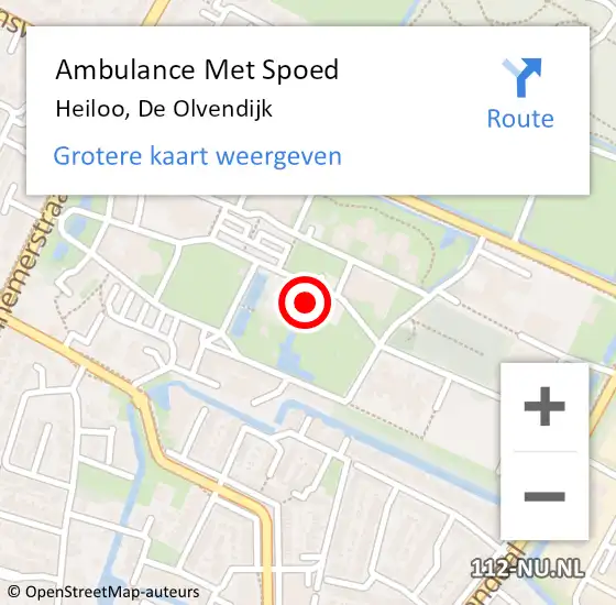 Locatie op kaart van de 112 melding: Ambulance Met Spoed Naar Heiloo, De Olvendijk op 15 januari 2024 04:24