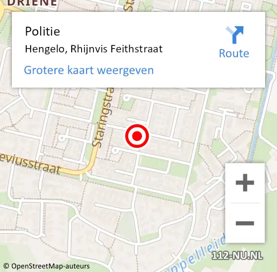 Locatie op kaart van de 112 melding: Politie Hengelo, Rhijnvis Feithstraat op 15 januari 2024 05:55
