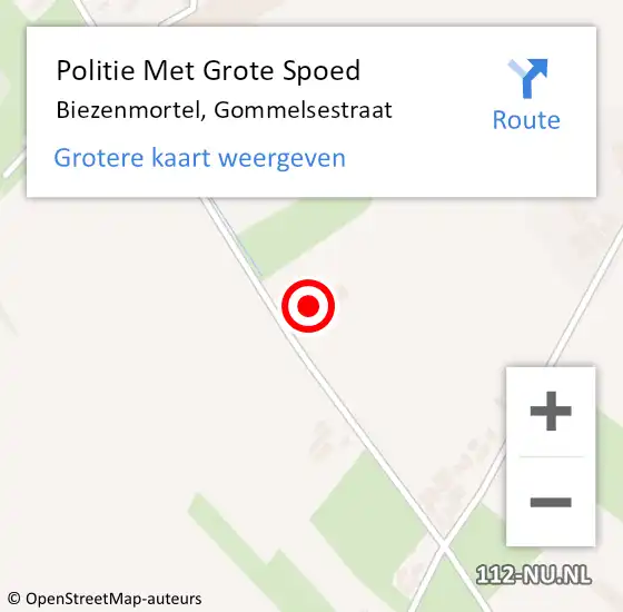 Locatie op kaart van de 112 melding: Politie Met Grote Spoed Naar Biezenmortel, Gommelsestraat op 15 januari 2024 06:40