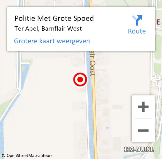 Locatie op kaart van de 112 melding: Politie Met Grote Spoed Naar Ter Apel, Barnflair West op 15 januari 2024 06:53