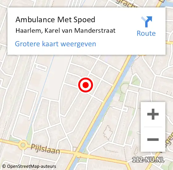 Locatie op kaart van de 112 melding: Ambulance Met Spoed Naar Haarlem, Karel van Manderstraat op 15 januari 2024 07:08