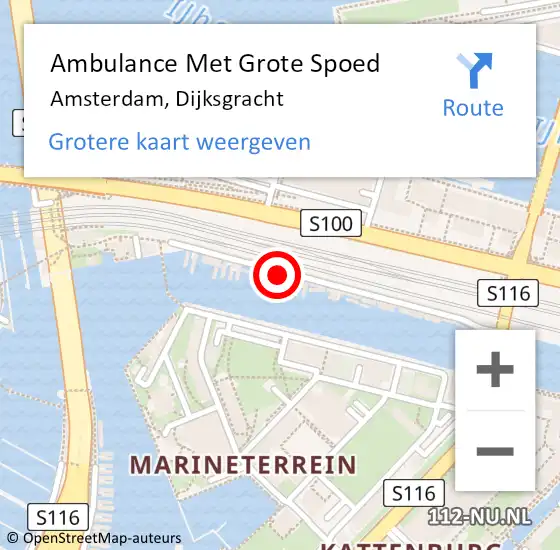 Locatie op kaart van de 112 melding: Ambulance Met Grote Spoed Naar Amsterdam, Dijksgracht op 15 januari 2024 07:33