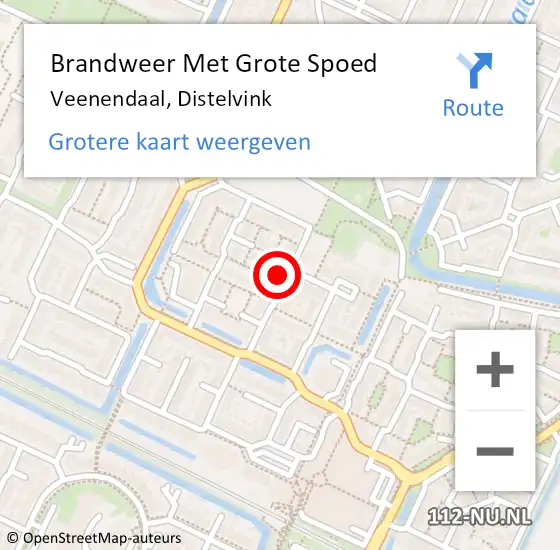 Locatie op kaart van de 112 melding: Brandweer Met Grote Spoed Naar Veenendaal, Distelvink op 15 januari 2024 07:47