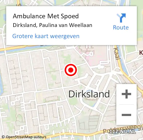 Locatie op kaart van de 112 melding: Ambulance Met Spoed Naar Dirksland, Paulina van Weellaan op 15 januari 2024 08:03