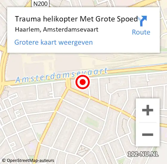 Locatie op kaart van de 112 melding: Trauma helikopter Met Grote Spoed Naar Haarlem, Amsterdamsevaart op 15 januari 2024 08:40