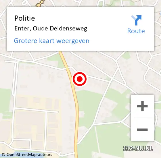 Locatie op kaart van de 112 melding: Politie Enter, Oude Deldenseweg op 15 januari 2024 08:46