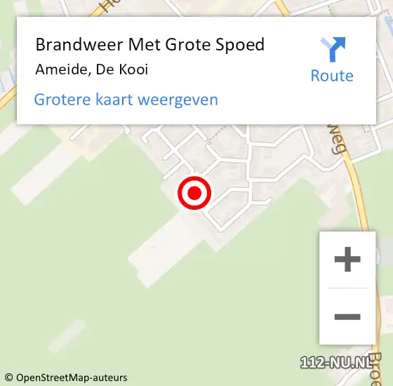 Locatie op kaart van de 112 melding: Brandweer Met Grote Spoed Naar Ameide, De Kooi op 22 september 2014 09:58