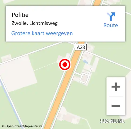 Locatie op kaart van de 112 melding: Politie Zwolle, Lichtmisweg op 15 januari 2024 08:56