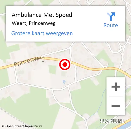 Locatie op kaart van de 112 melding: Ambulance Met Spoed Naar Weert, Princenweg op 15 januari 2024 09:01