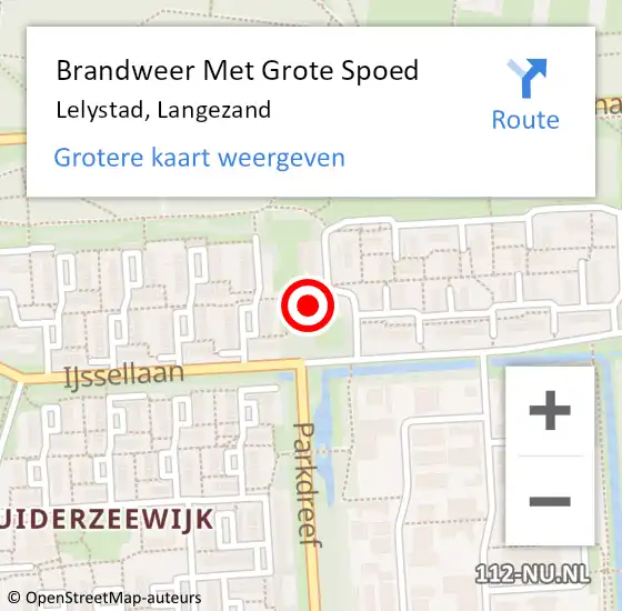 Locatie op kaart van de 112 melding: Brandweer Met Grote Spoed Naar Lelystad, Langezand op 15 januari 2024 09:04