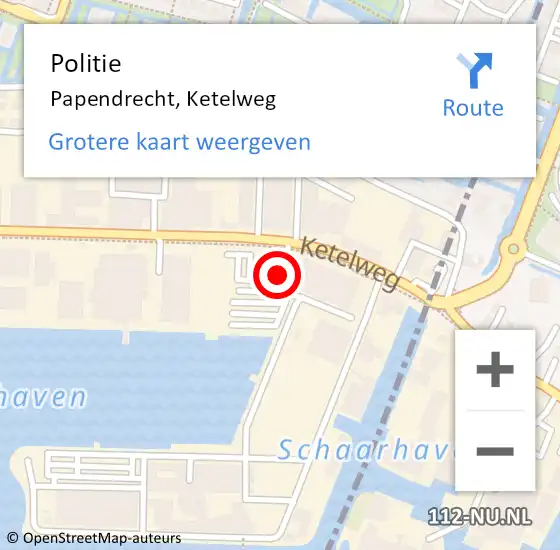 Locatie op kaart van de 112 melding: Politie Papendrecht, Ketelweg op 15 januari 2024 09:14
