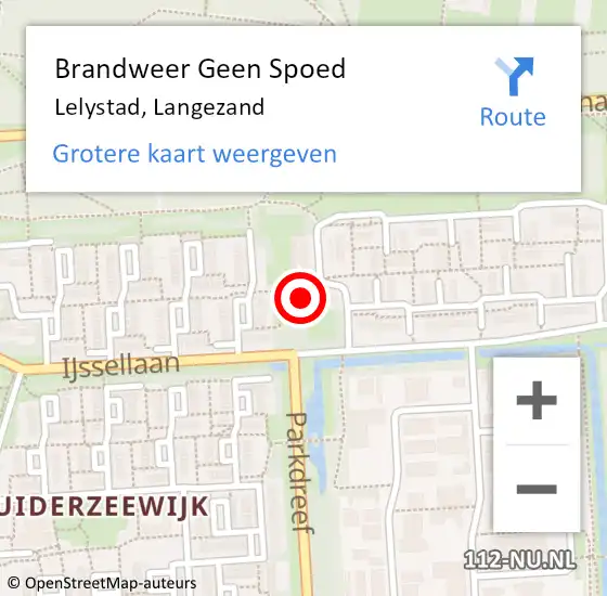 Locatie op kaart van de 112 melding: Brandweer Geen Spoed Naar Lelystad, Langezand op 15 januari 2024 09:17