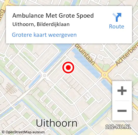 Locatie op kaart van de 112 melding: Ambulance Met Grote Spoed Naar Uithoorn, Bilderdijklaan op 15 januari 2024 09:21