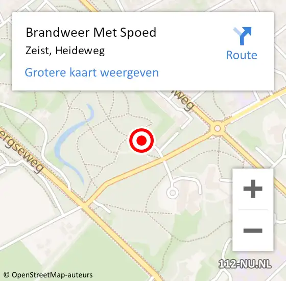 Locatie op kaart van de 112 melding: Brandweer Met Spoed Naar Zeist, Heideweg op 15 januari 2024 09:43