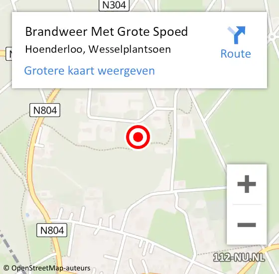 Locatie op kaart van de 112 melding: Brandweer Met Grote Spoed Naar Hoenderloo, Wesselplantsoen op 15 januari 2024 09:57