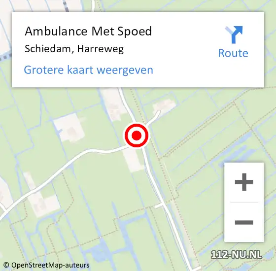 Locatie op kaart van de 112 melding: Ambulance Met Spoed Naar Schiedam, Harreweg op 15 januari 2024 10:09