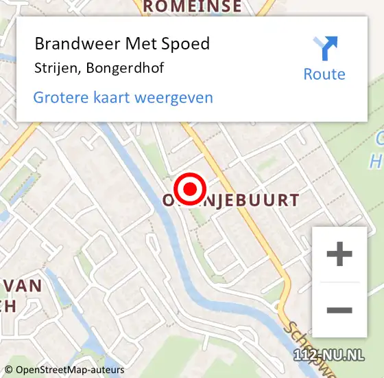 Locatie op kaart van de 112 melding: Brandweer Met Spoed Naar Strijen, Bongerdhof op 15 januari 2024 10:40
